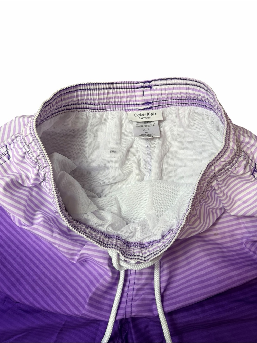 Calvin Klein Men’s Small Purple Ombré Gradient Stripe Swim Shorts - Picture 8 of 9